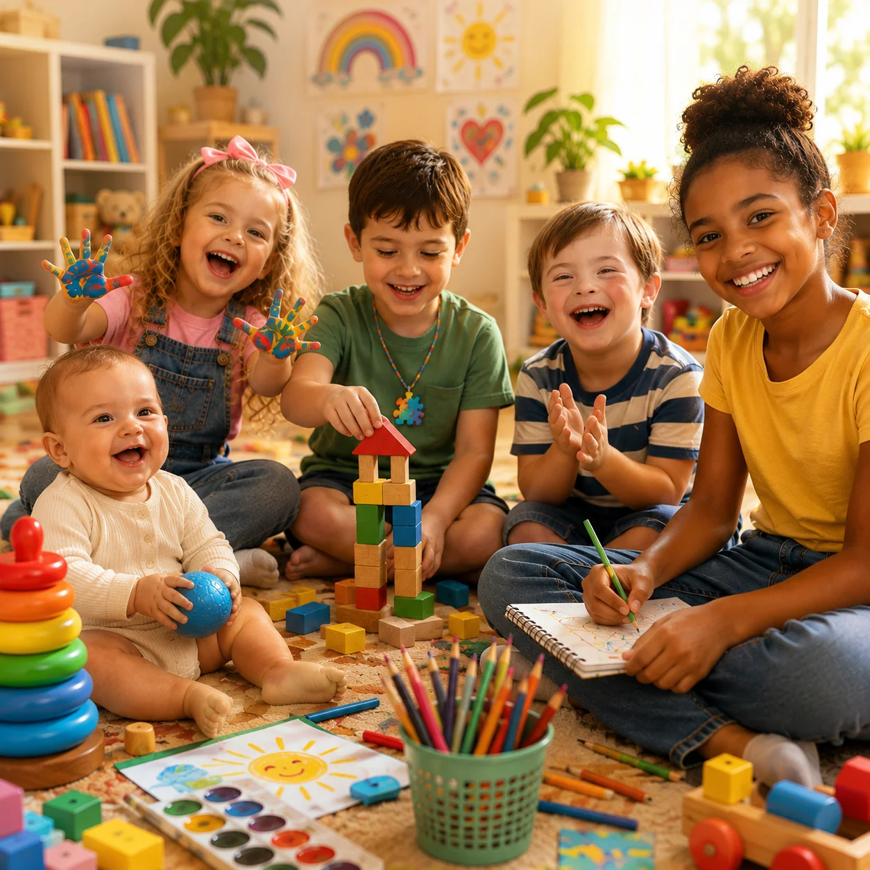 Crianças brincando e aprendendo juntas